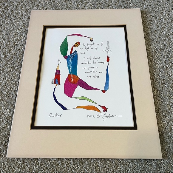 Brian Andreas Story People Matted Print Signed "Run Proud” Whimsy 11 x 14 - 1995 - Picture 1 of 7